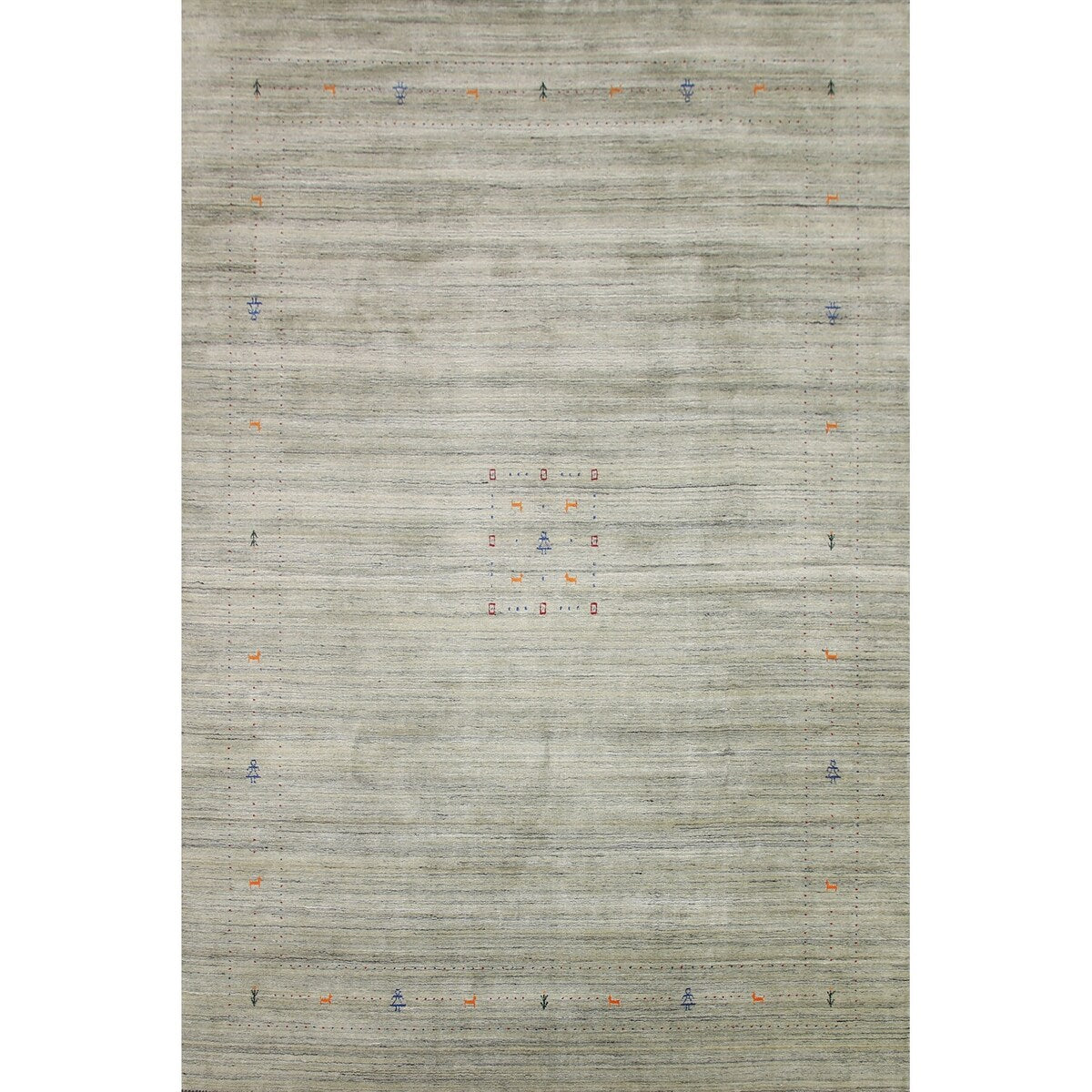 Green Gabbeh Tribal Area Rug Handmade Oriental Wool Carpet - 9'2" x 11'11"