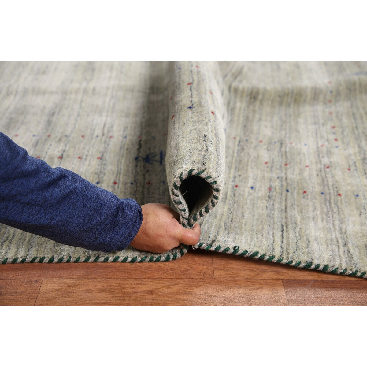 Green Gabbeh Tribal Area Rug Handmade Oriental Wool Carpet - 9'2" x 11'11"