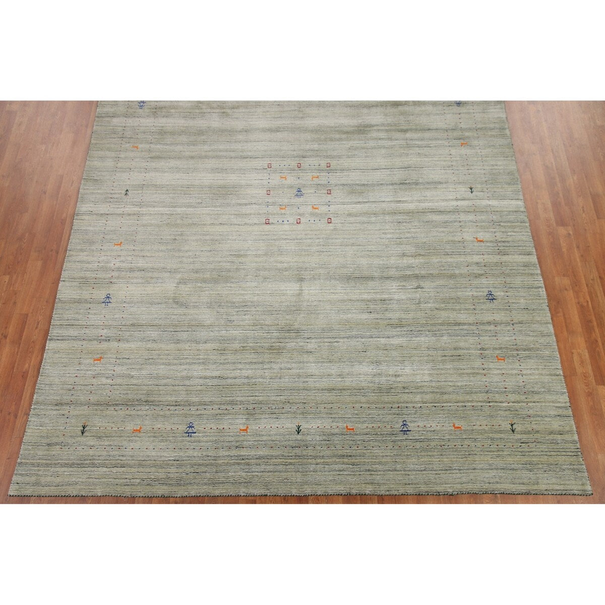 Green Gabbeh Tribal Area Rug Handmade Oriental Wool Carpet - 9'2" x 11'11"