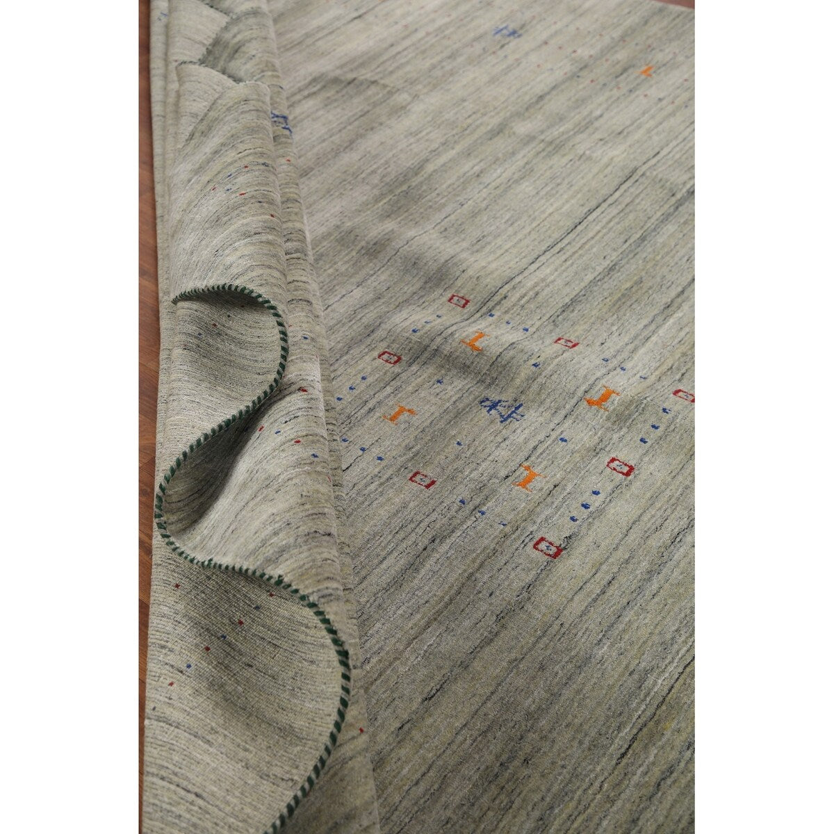 Green Gabbeh Tribal Area Rug Handmade Oriental Wool Carpet - 9'2" x 11'11"