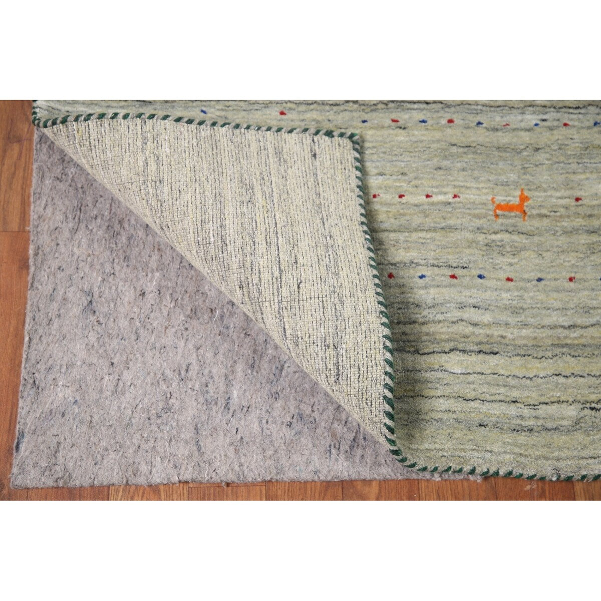 Green Gabbeh Tribal Area Rug Handmade Oriental Wool Carpet - 9'2" x 11'11"