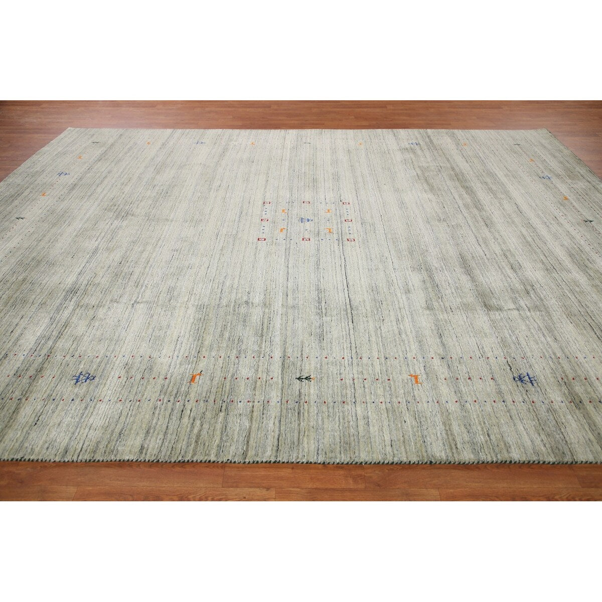 Green Gabbeh Tribal Area Rug Handmade Oriental Wool Carpet - 9'2" x 11'11"