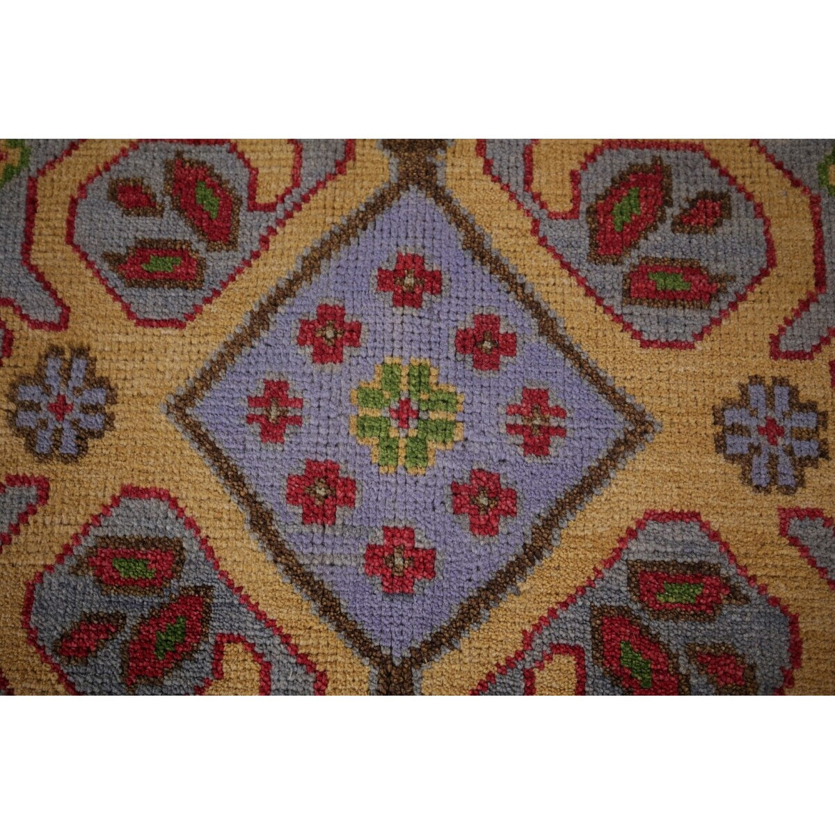 Green Geometric Kazak Oriental Area Rug Handmade Wool Carpet - 8'10"x 11'9"
