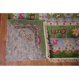 Green Geometric Kazak Oriental Area Rug Handmade Wool Carpet - 8'10"x 11'9"