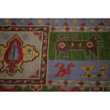 Green Geometric Kazak Oriental Area Rug Handmade Wool Carpet - 8'10"x 11'9"