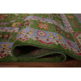 Green Geometric Kazak Oriental Area Rug Handmade Wool Carpet - 8'10"x 11'9"