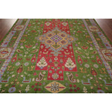 Green Geometric Kazak Oriental Area Rug Handmade Wool Carpet - 8'10"x 11'9"