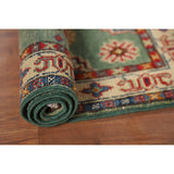 Green Geometric Kazak Oriental Foyer Rug Handmade Wool Carpet - 2'0" x 3'0"