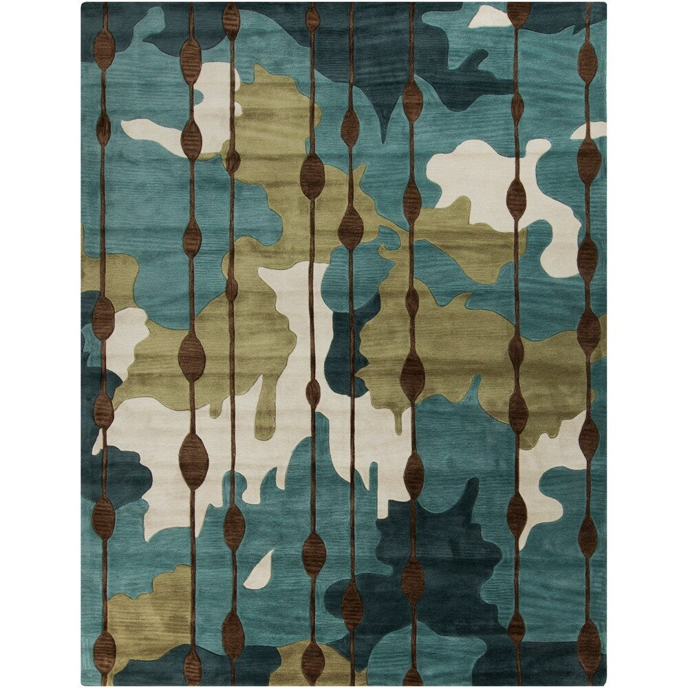 Green Hand-tufted Geometric Pattern Area Rug - 8' x 10'6"
