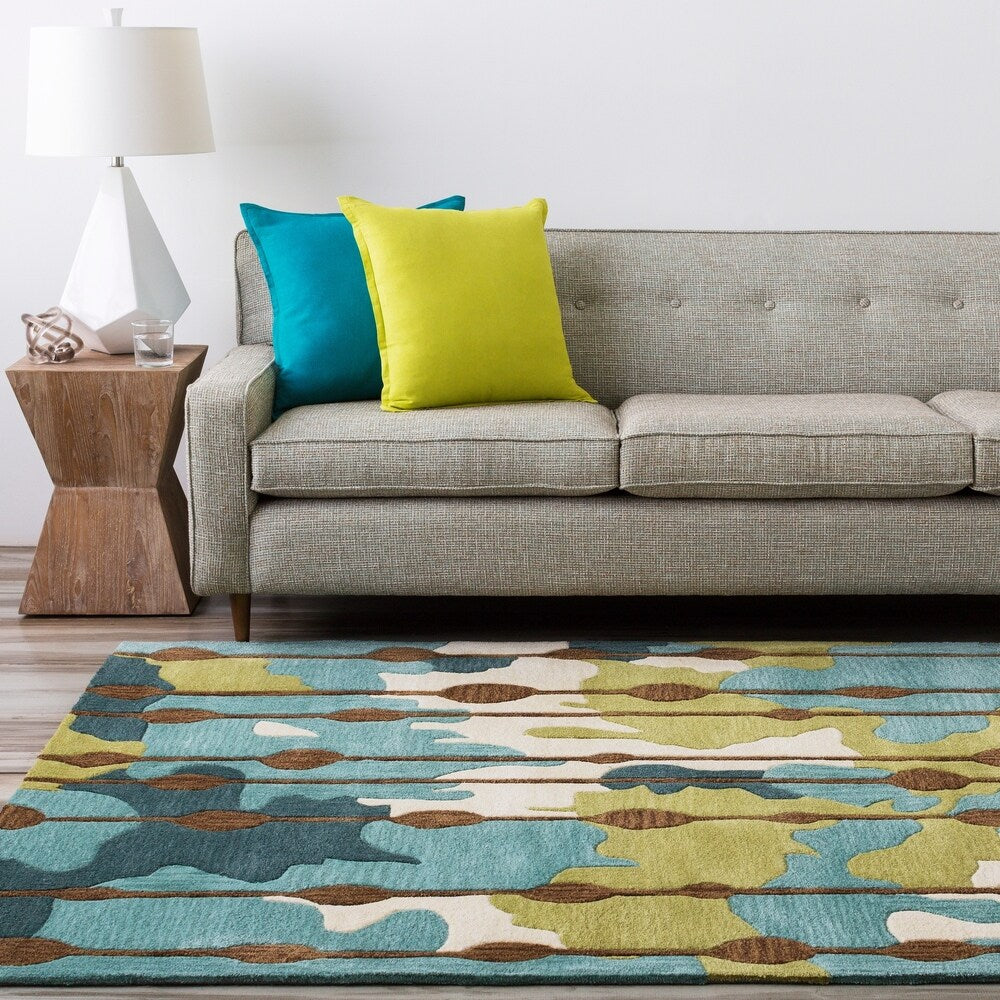 Green Hand-tufted Geometric Pattern Area Rug - 8' x 10'6"