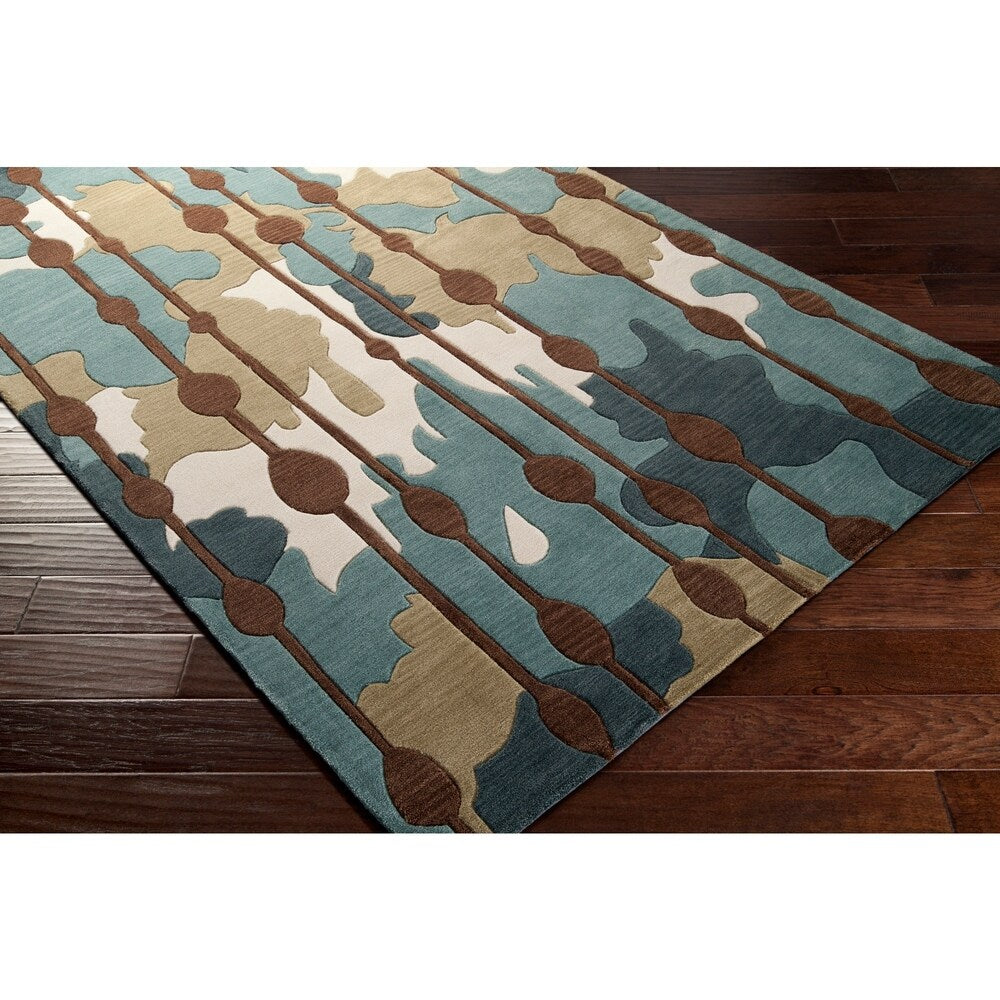 Green Hand-tufted Geometric Pattern Area Rug - 8' x 10'6"