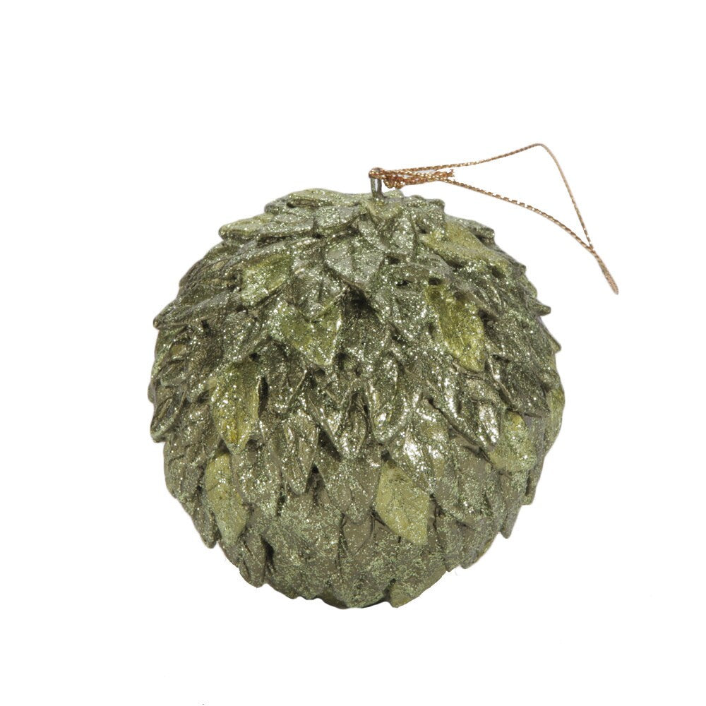 Green Leafy Design Resin Ball Ornaments