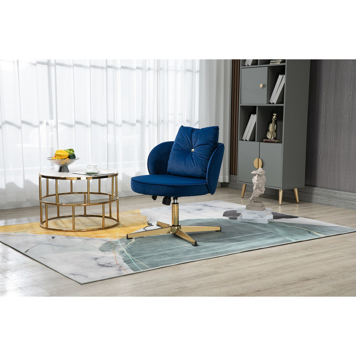 Green Modern Swivel Task Chair Adjustable Home Computer Executive Chair For Small Space,Living Room,Make-up,Studying