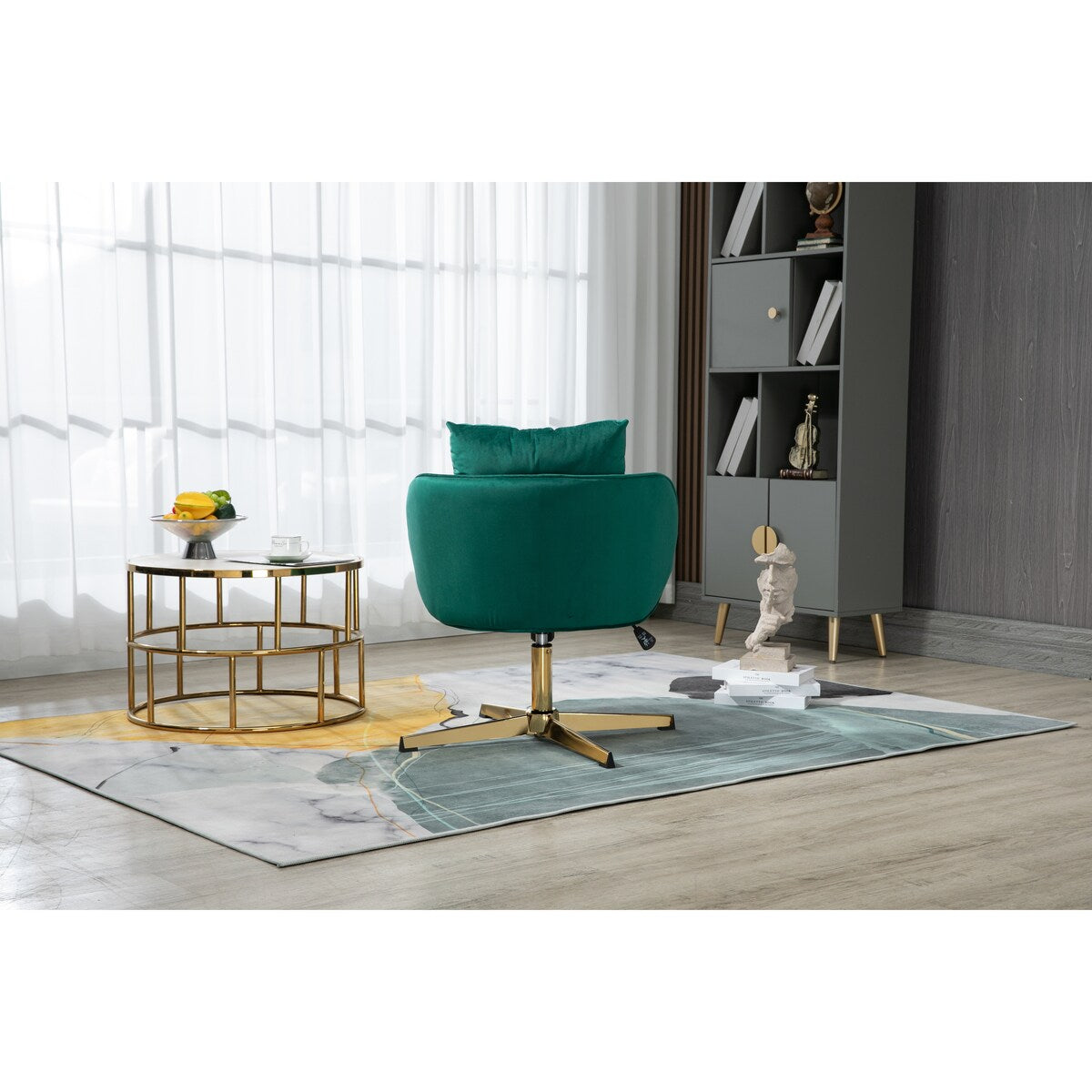 Green Modern Swivel Task Chair Adjustable Home Computer Executive Chair For Small Space,Living Room,Make-up,Studying