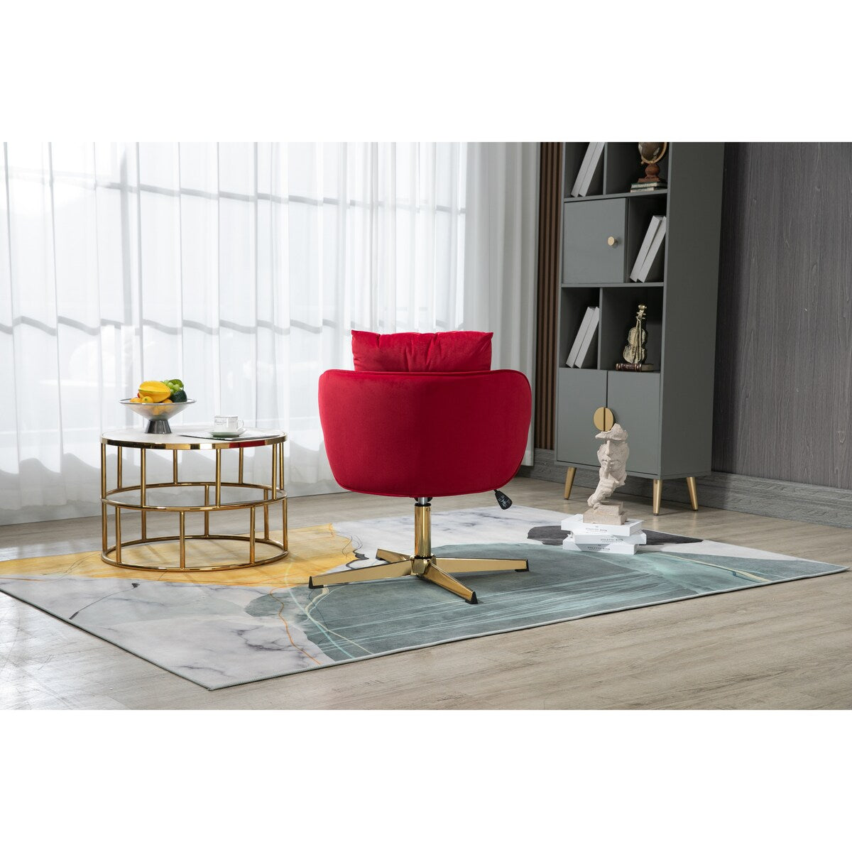 Green Modern Swivel Task Chair Adjustable Home Computer Executive Chair For Small Space,Living Room,Make-up,Studying