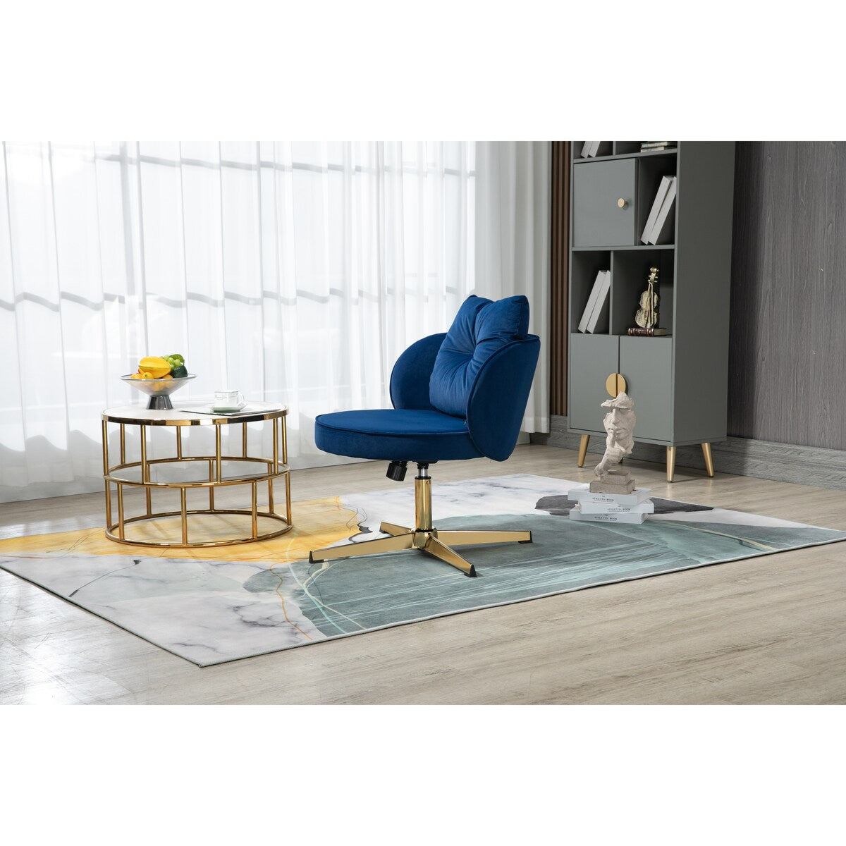 Green Modern Swivel Task Chair Adjustable Home Computer Executive Chair For Small Space,Living Room,Make-up,Studying