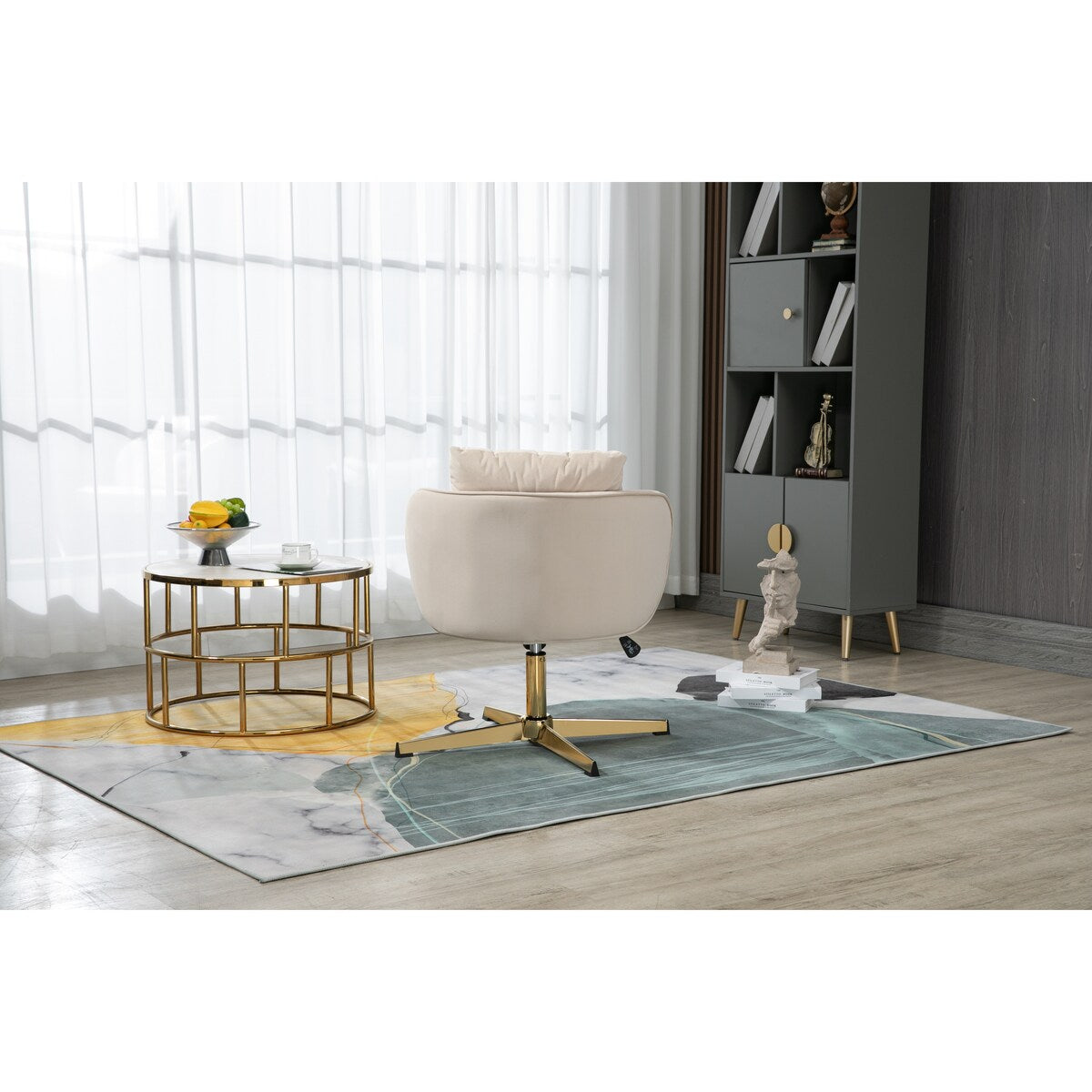 Green Modern Swivel Task Chair Adjustable Home Computer Executive Chair For Small Space,Living Room,Make-up,Studying