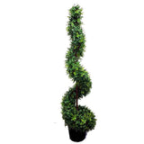 5-foot Artificial Money Leaves Spiral Topiary Tree in Plastic Pot - GTR3638-NATURAL