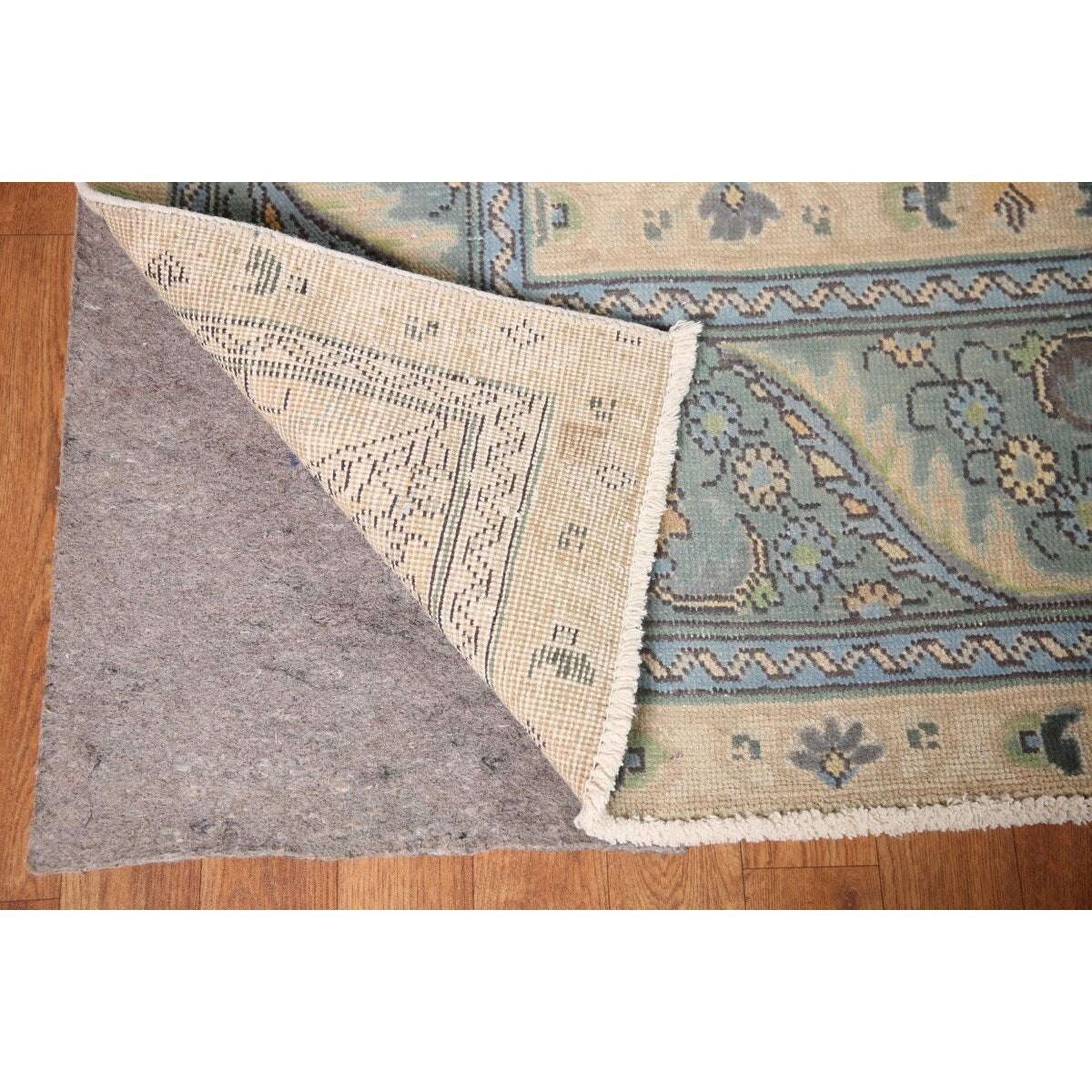 Green Tabriz Persian Vintage Area Rug Handmade Wool Carpet - 8'1" x 11'1"