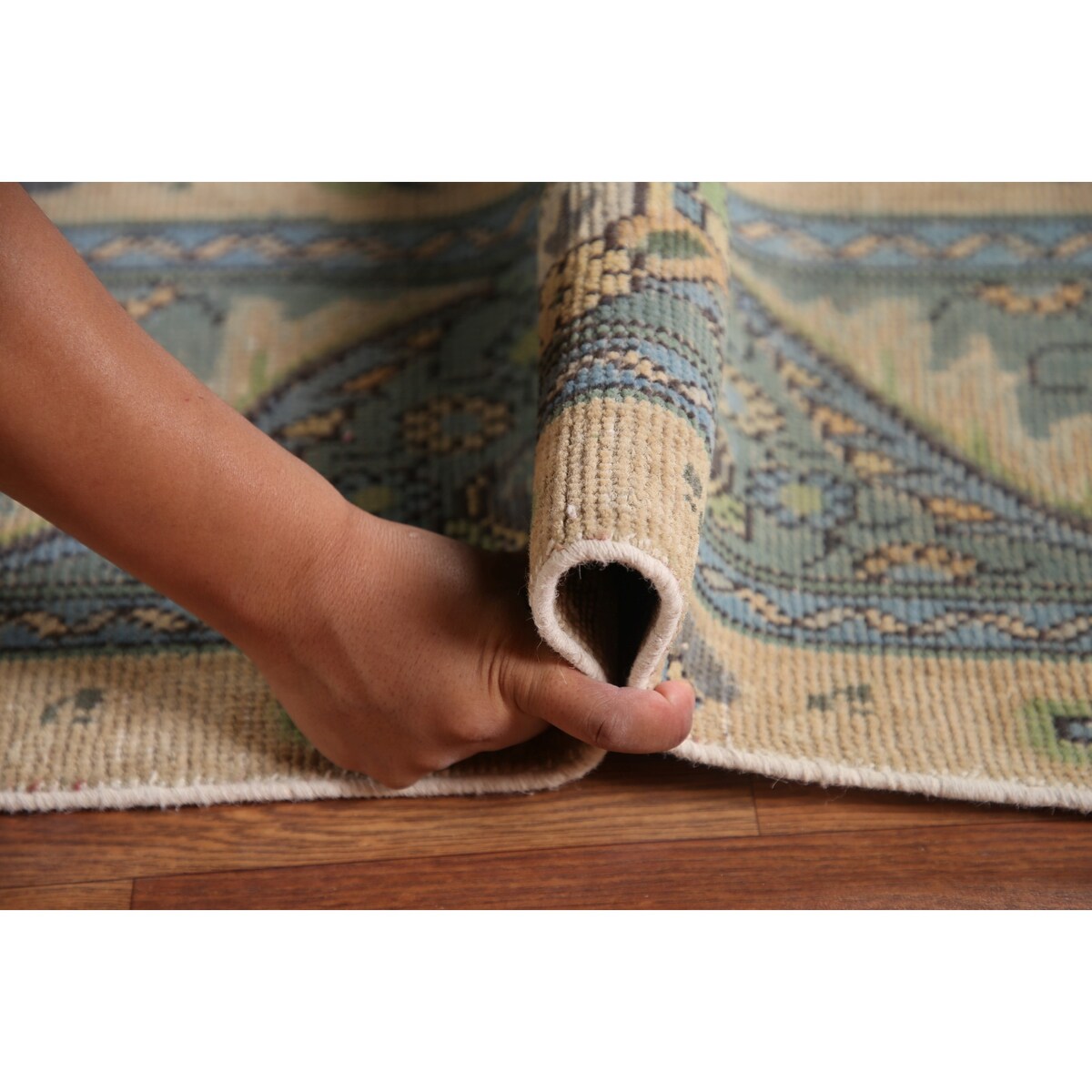 Green Tabriz Persian Vintage Area Rug Handmade Wool Carpet - 8'1" x 11'1"
