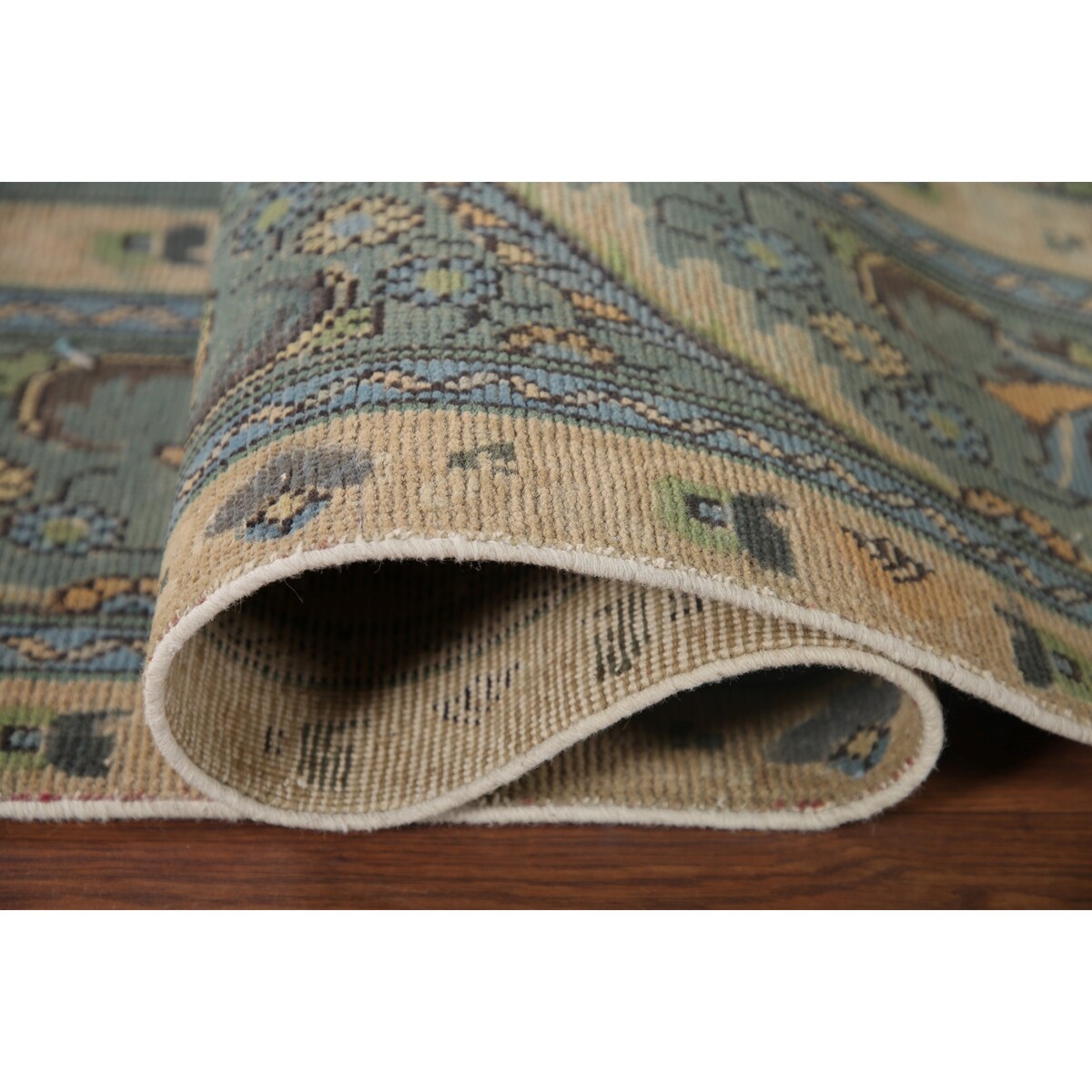 Green Tabriz Persian Vintage Area Rug Handmade Wool Carpet - 8'1" x 11'1"
