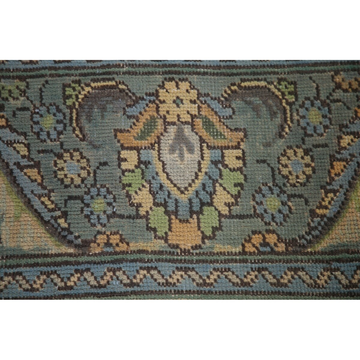 Green Tabriz Persian Vintage Area Rug Handmade Wool Carpet - 8'1" x 11'1"