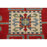 Green & Red Kazak Area Rug Hand-Knotted Wool Carpet - 6'7" x 9'7"