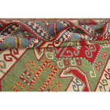 Green & Red Kazak Area Rug Hand-Knotted Wool Carpet - 6'7" x 9'7"