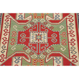 Green & Red Kazak Area Rug Hand-Knotted Wool Carpet - 6'7" x 9'7"