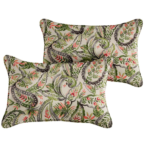 Green and Blue Paisley Corded Lumbar Pillows (Set of 2) by Havenside Home