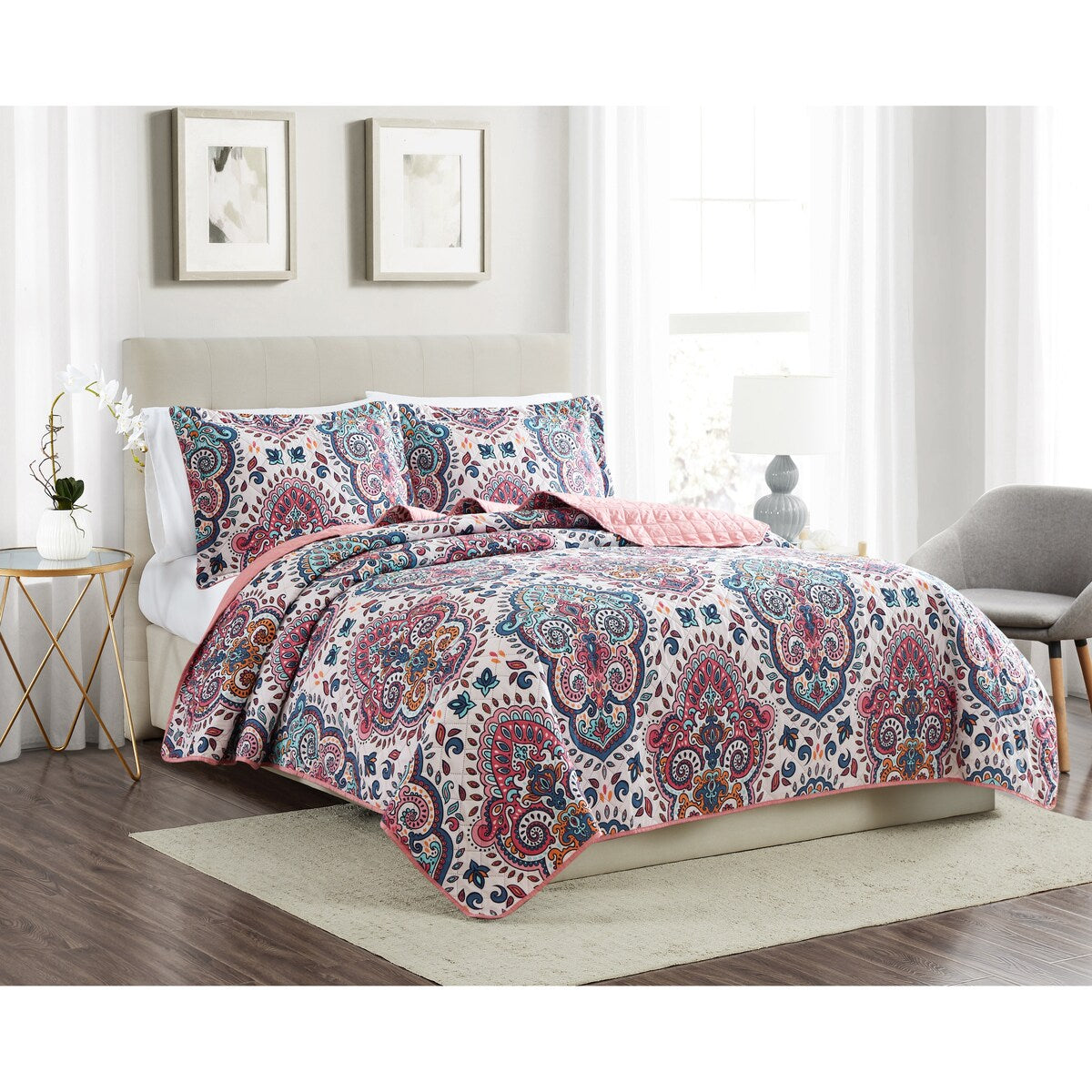 Izmir Damask 3-Piece Reversible Quilt Set
