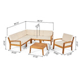 Grenada Outdoor Acacia Sectional Sofa and Table Set by Christopher Knight Home