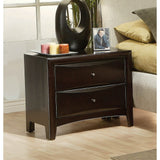 Greta Cappuccino Nightstand with 2 Arched Bevel Drawers