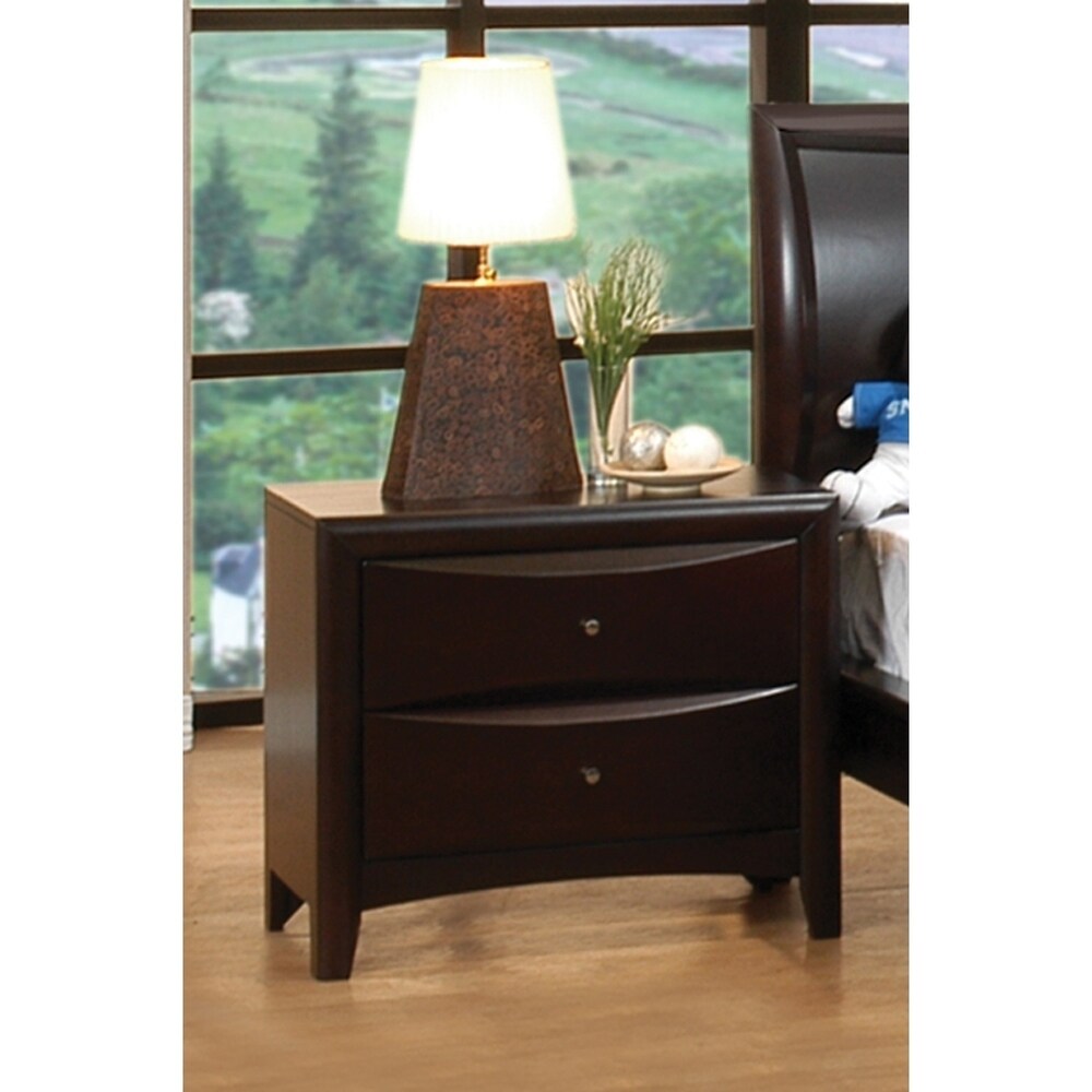 Greta Cappuccino Nightstand with 2 Arched Bevel Drawers