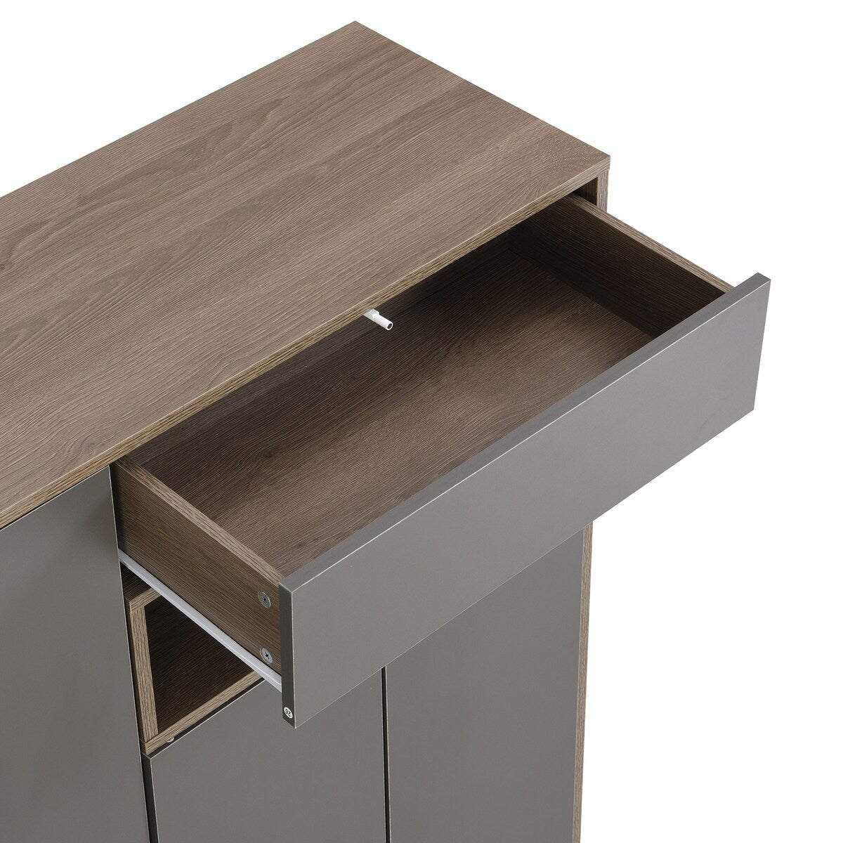 Grey 2-in-1 Shoe Storage Bench & Shoe Cabinets with Padded Seat and Adjustable Shelves - 13.7"W x 55.1"H x 55.1"D