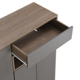 Grey 2-in-1 Shoe Storage Bench & Shoe Cabinets with Padded Seat and Adjustable Shelves - 13.7"W x 55.1"H x 55.1"D