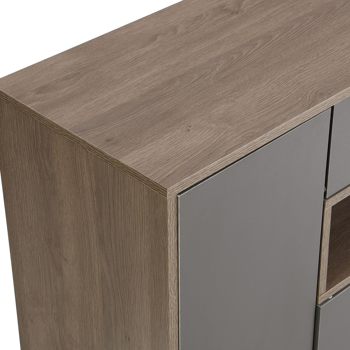 Grey 2-in-1 Shoe Storage Bench & Shoe Cabinets with Padded Seat and Adjustable Shelves - 13.7"W x 55.1"H x 55.1"D