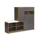 Grey 2-in-1 Shoe Storage Bench & Shoe Cabinets with Padded Seat and Adjustable Shelves - 13.7"W x 55.1"H x 55.1"D