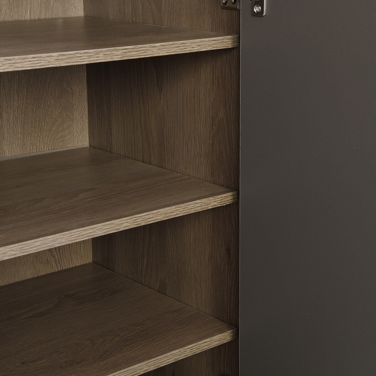 Grey 2-in-1 Shoe Storage Bench & Shoe Cabinets with Padded Seat and Adjustable Shelves - 13.7"W x 55.1"H x 55.1"D