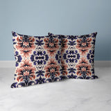 Grey And Blue Damask Rapture Indoor/Outdoor Throw Pillow Zipper