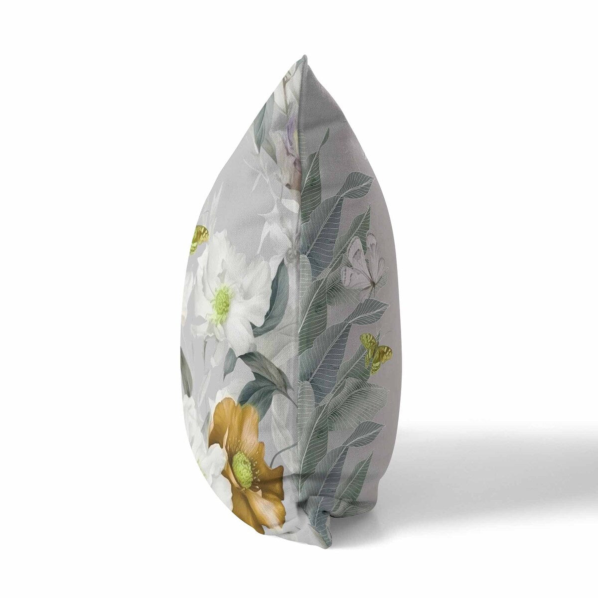 Grey And Gold Leafy Lepidoptera Medley Faux Suede Throw Pillow Zipper
