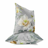 Grey And Gold Leafy Lepidoptera Medley Faux Suede Throw Pillow Zipper
