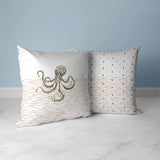 Grey And Ivory Oceanic Octo Art Indoor/Outdoor Throw Pillow