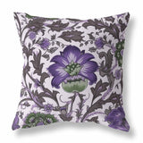 Grey And Lavender Mughal Era Garden Treasures Faux Suede Throw Pillow Zipper