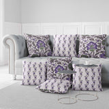Grey And Lavender Mughal Era Garden Treasures Faux Suede Throw Pillow Zipper
