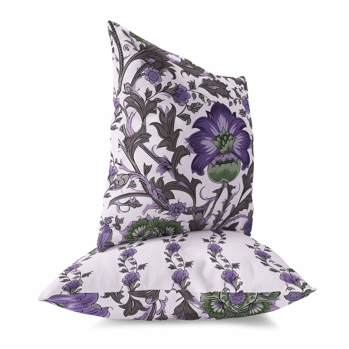 Grey And Lavender Mughal Era Garden Treasures Faux Suede Throw Pillow Zipper