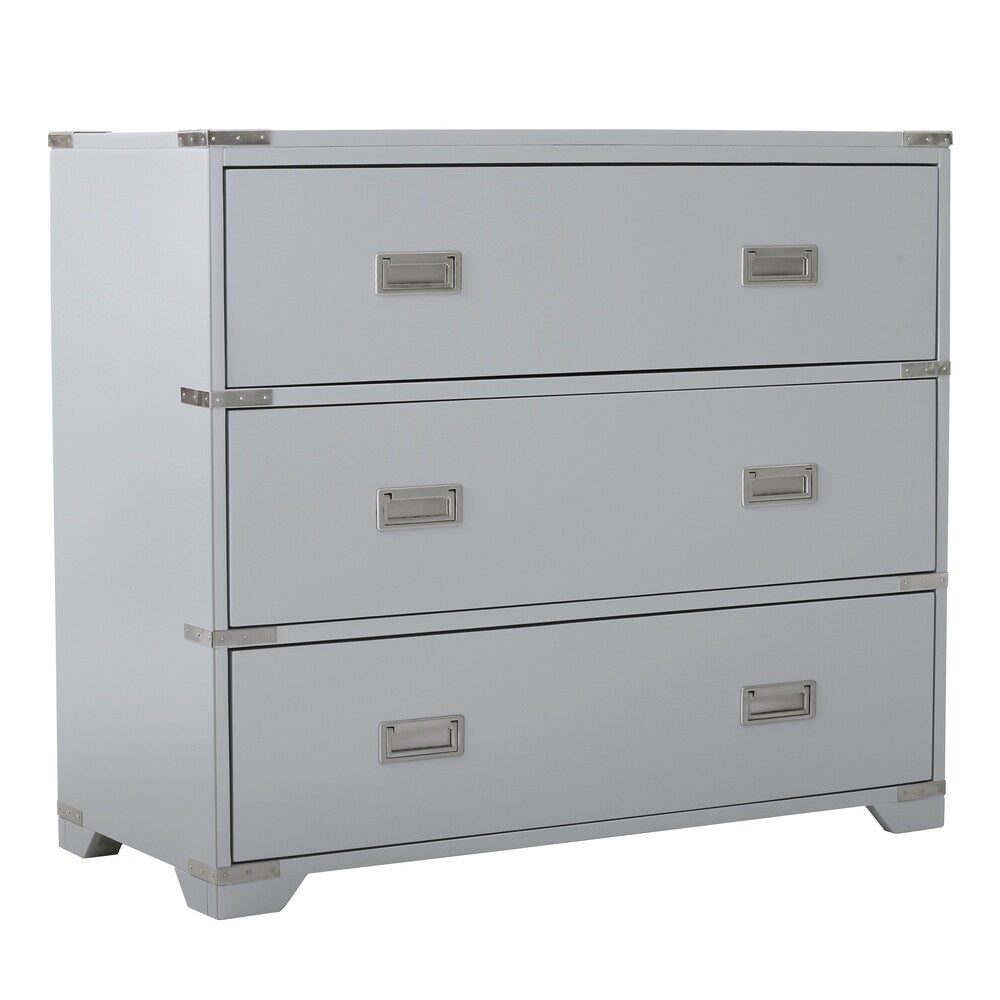 Grey Campaign Style Drawer Chest