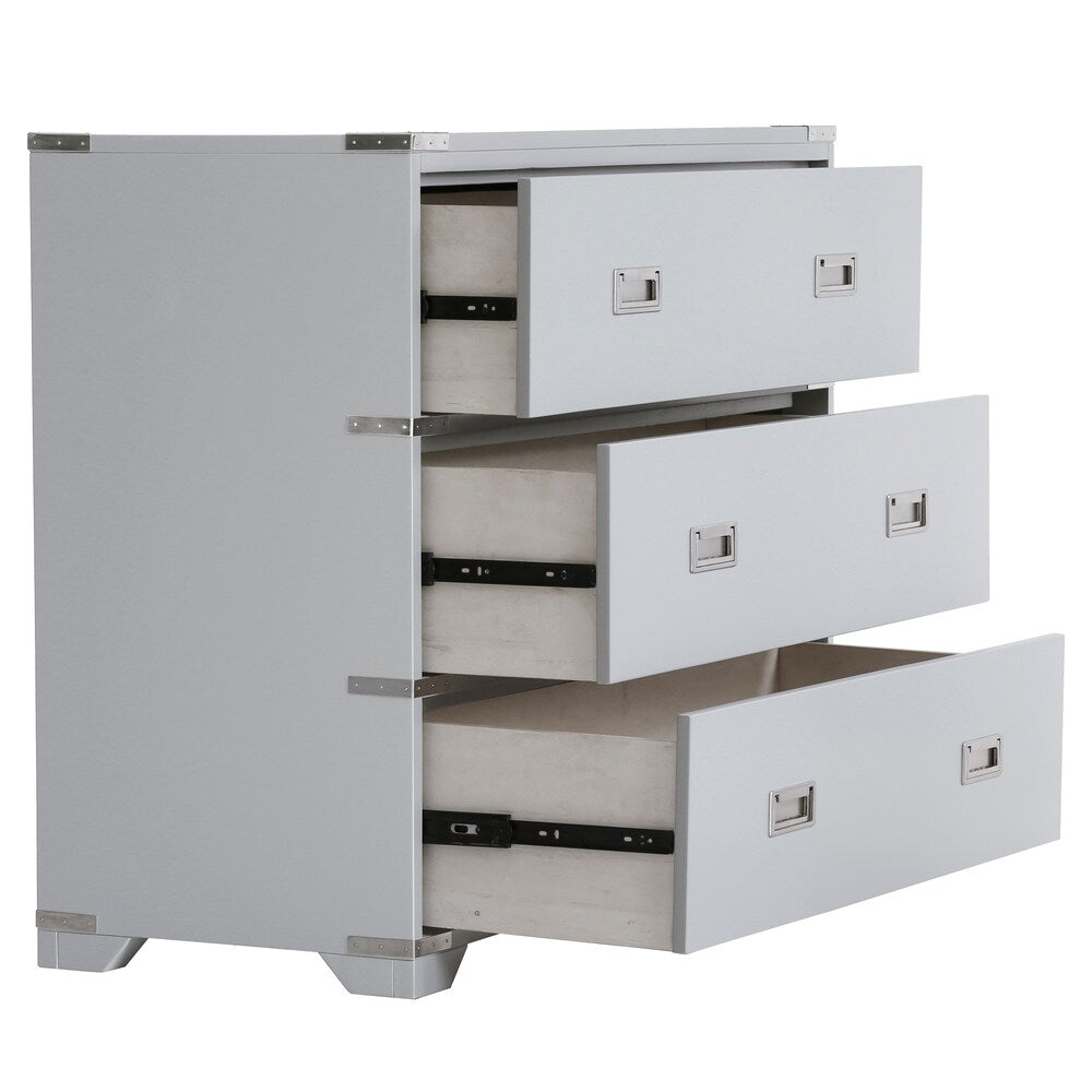 Grey Campaign Style Drawer Chest