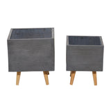 Ceramic Contemporary Planter (Set of 2) - S/2 13", 15"H