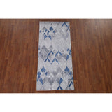 Grey Contemporary Printed Rug Oriental Machine-Made Washable Home Decor Carpet